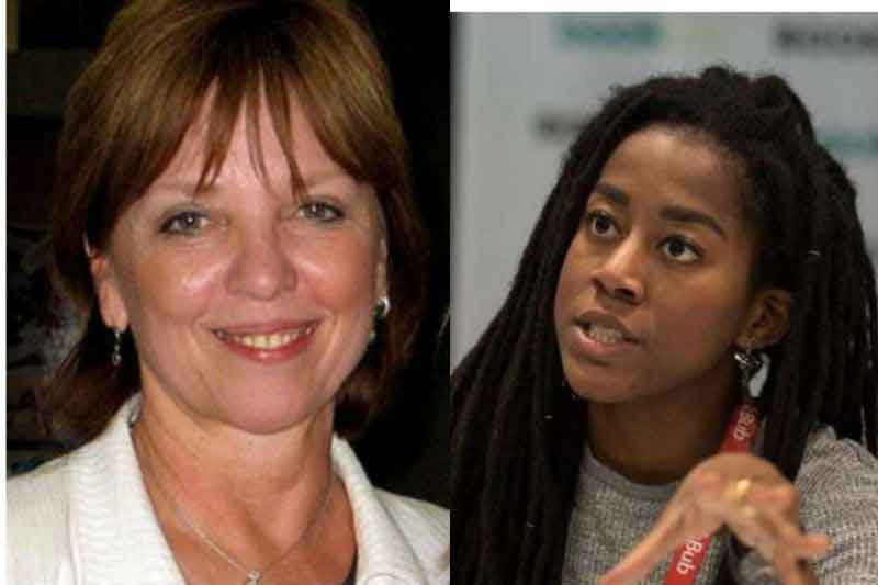 A collage of Nora Roberts (left) and Tomi Adeyemi (right)