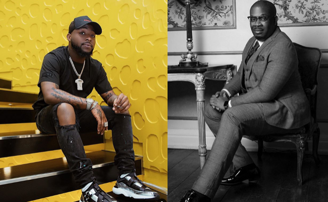 Collage of Davido with a cigarette in his hand (left) and Don Jazzy