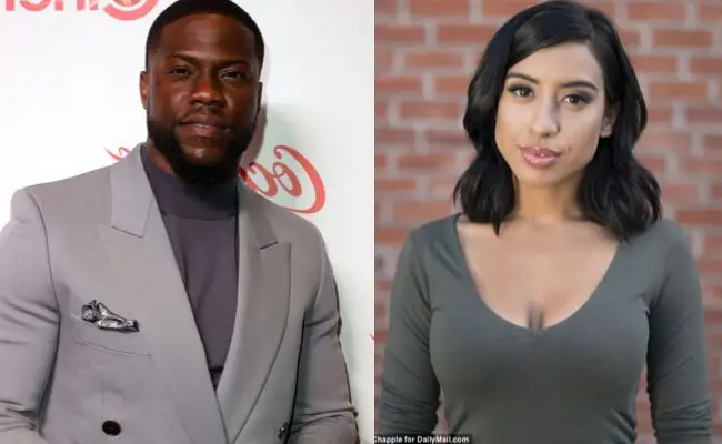 Collage of Montia Sabagged and Kevin Hart (left)