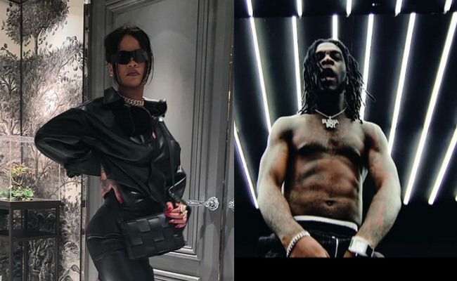 Collage of Rihanna (left) and Burna Boy (right)