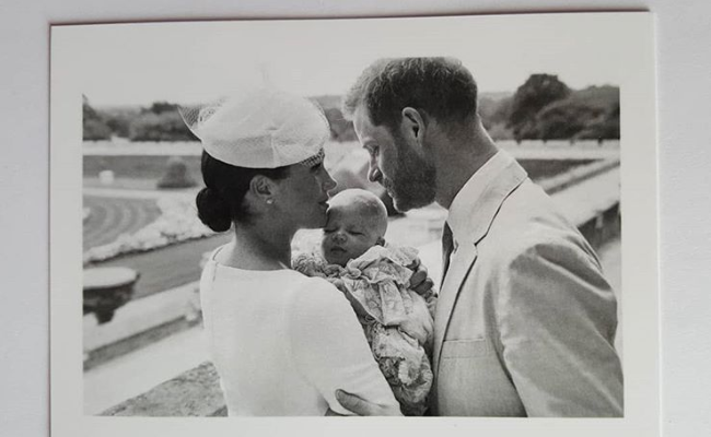Photo of Prince Harry and Meghan Markle on Archie's Christening