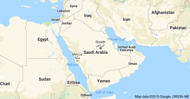 Map of the Gulf Area showing Saudi arabia - Sidomentertainment.com