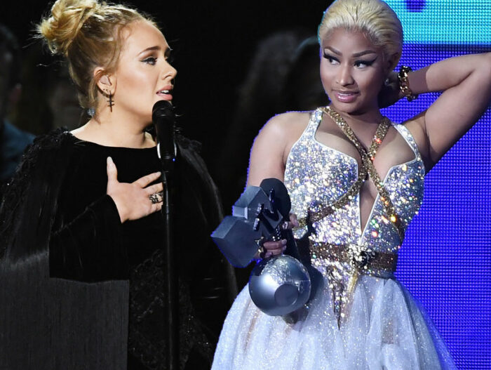 Adele and Nicki Minaj during an award ceremony