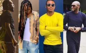 Collage of images showing some past winners of MTV EMA Best African Act winners. L-R: Burna Boy, Tiwa Savage, Ali Kiba, Innocent Idibia aka 2Baba