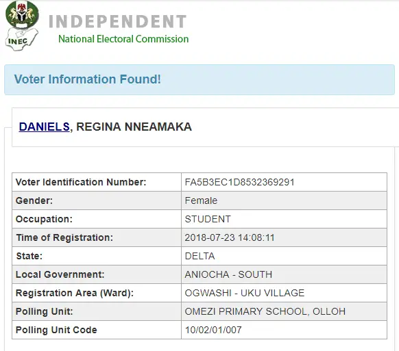Regina Daniels real age and date of birth from INEC registration