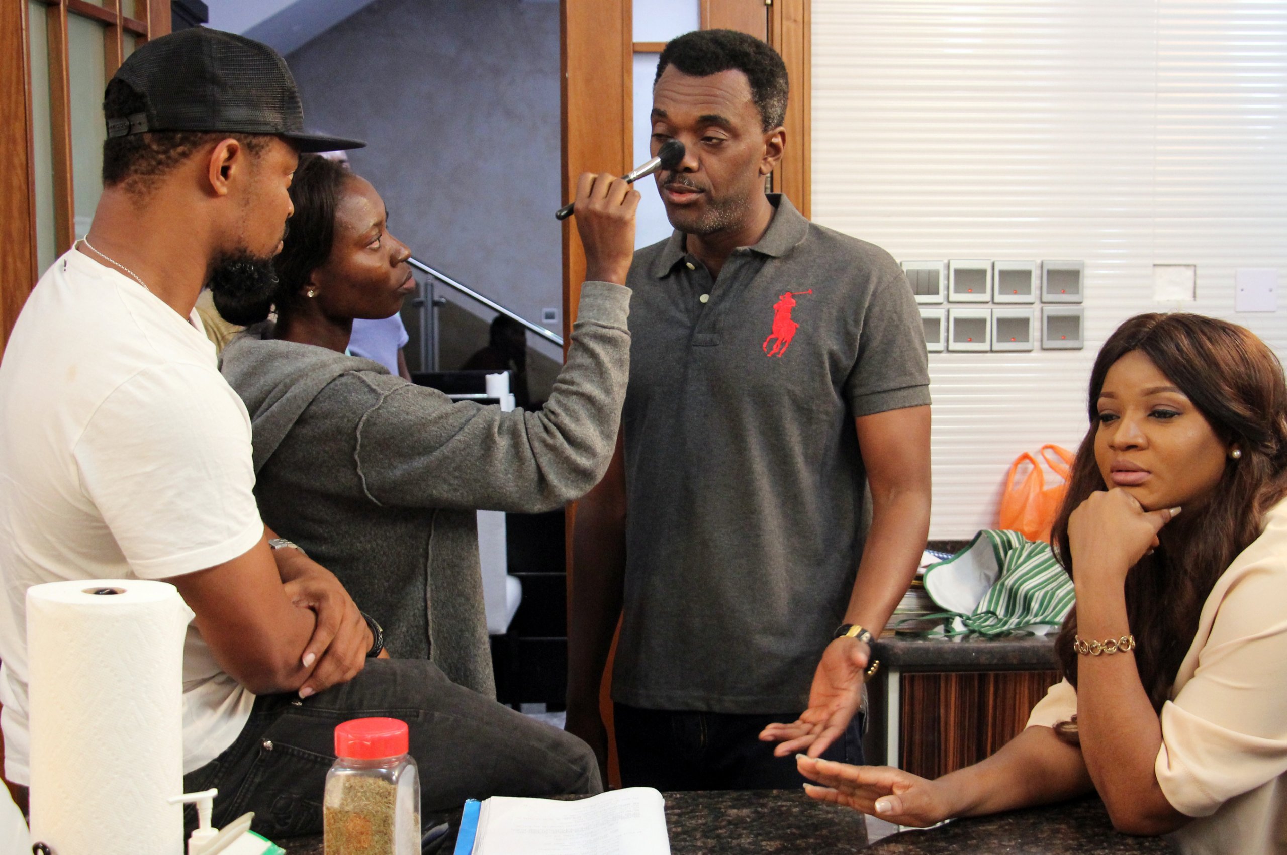 Filmmaking process stages: Lead male cast, Wale Ojo, getting ready for a scene in Alter Ego