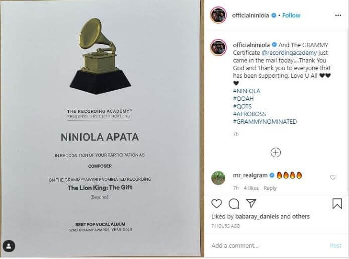 Niniola Biography Grammy awards net worth