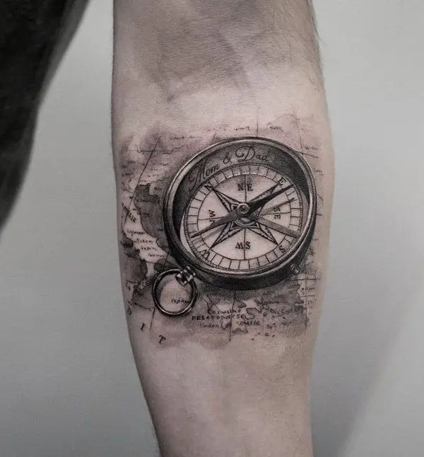An example of a compass tattoo