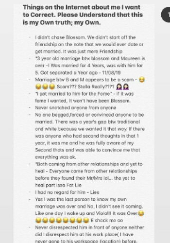 Blossom Chukwujeku’s ex-wife finally shares her own side of the divorce story