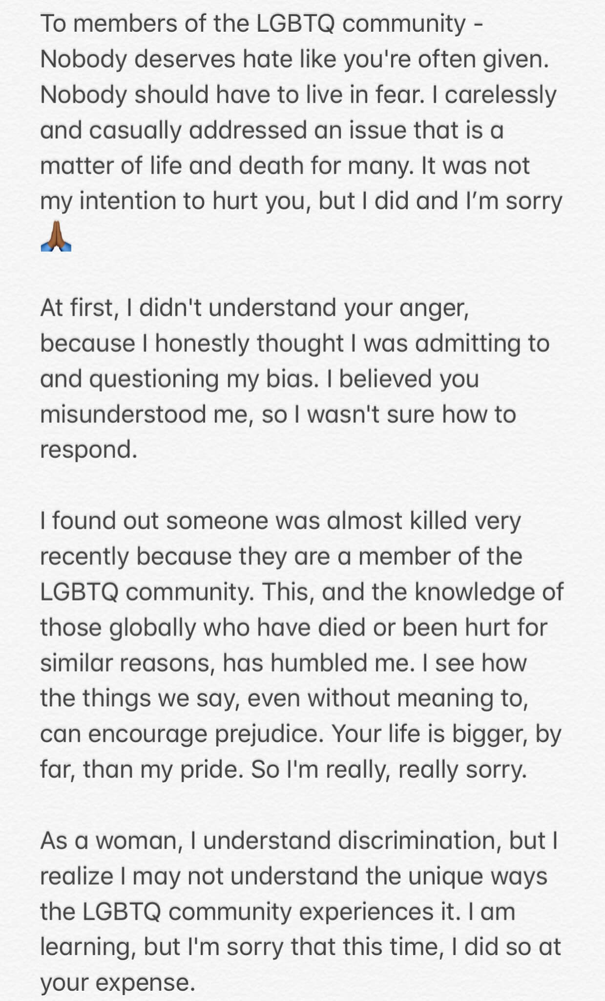'Nobody deserves hate like you're often given' - Simi apologizes to the LGBTQ community