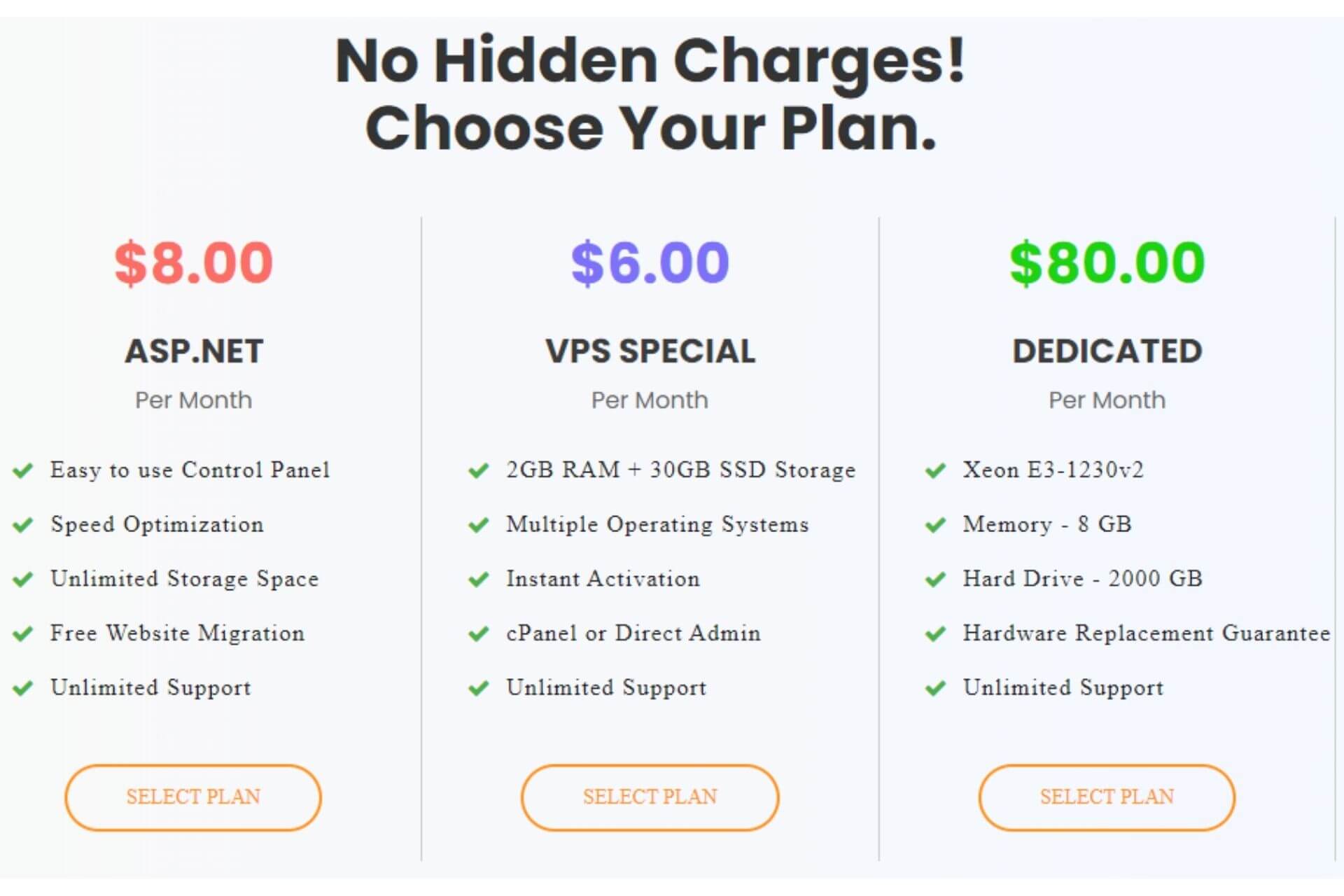 InterServer Available Hosting Plans