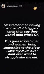 'I'm tired of men calling women gold diggers' - Uriel Oputa