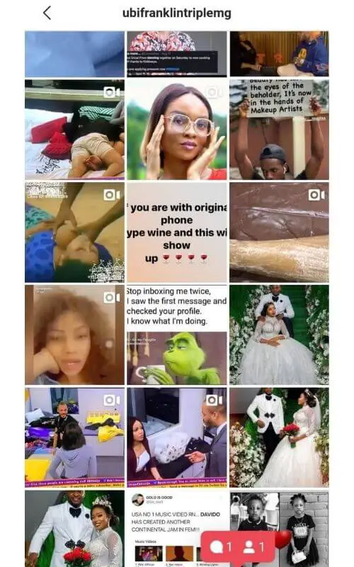 Ubi Franklin Instagram posts after alleged wedding photos