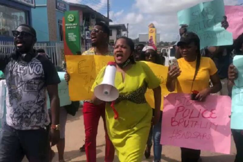 Toyin Abraham leads #EndSARS protest