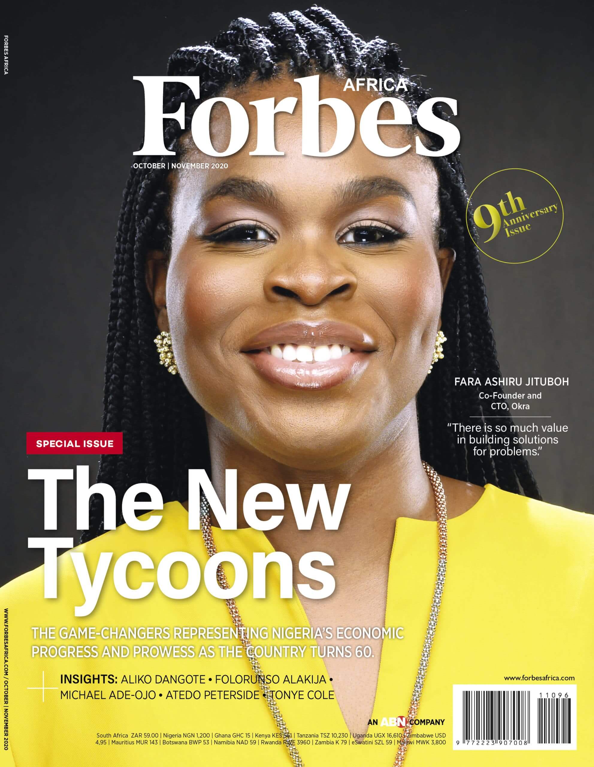 Okra HQ founder, Fara Ashiru Jituboh covers Oct/Nov 2020 issue of Forbes magazine