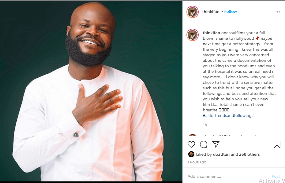 'You are a full blown shame to Nollywood' - Filmmaker, Ifan Ifeanyi tells Ideh Chukwuma over his comments about the Lekki toll gate massacre