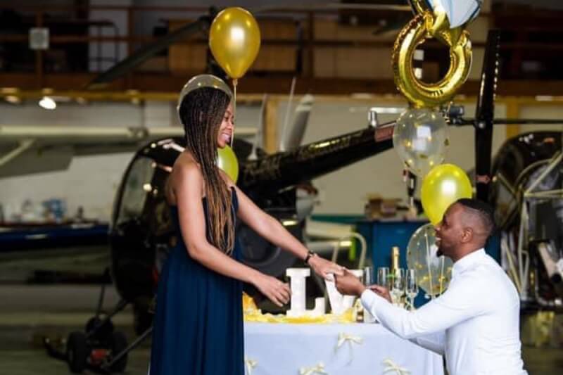 man takes girlfriend on a helicopter ride to propose