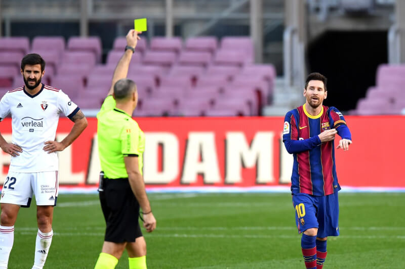 Messi was shown a yellow card in the aftermath of his Maradona tribute