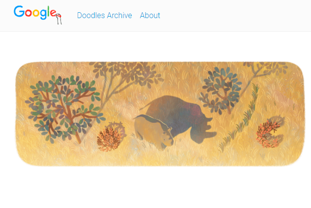 Google dedicates Doodle to Sudan, the last male northern white rhinoceros