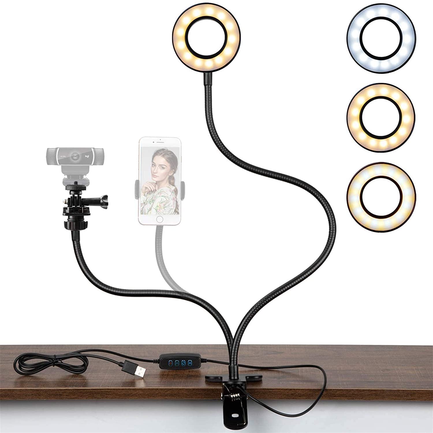Amada Webcam Selfie Ring Light for Streaming