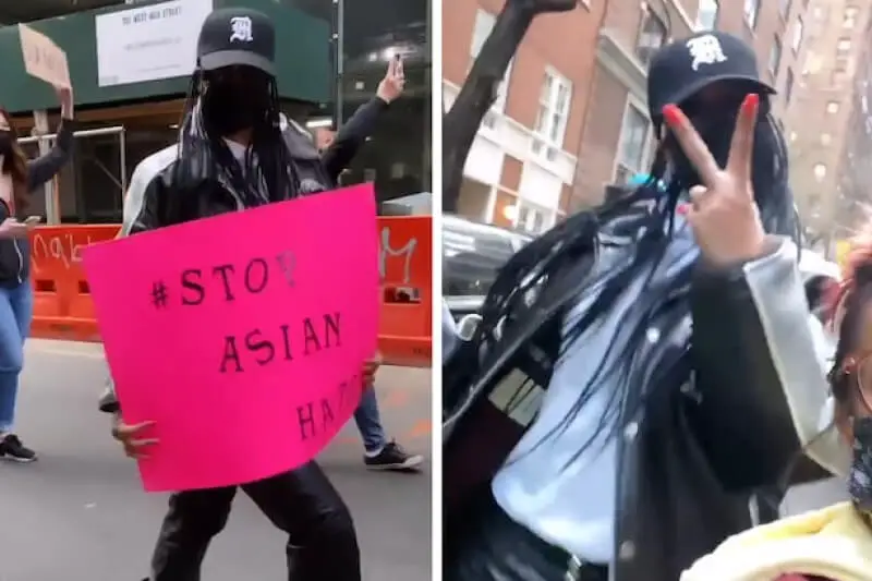 Rihanna spotted at the #StopAsianHate protest in New York