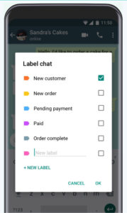 new labels for WhatsApp Business