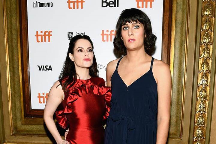 Emily Hampshire and Teddy Geiger