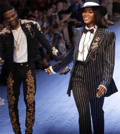 Wizkid On the runway alongside Naomi Campbell