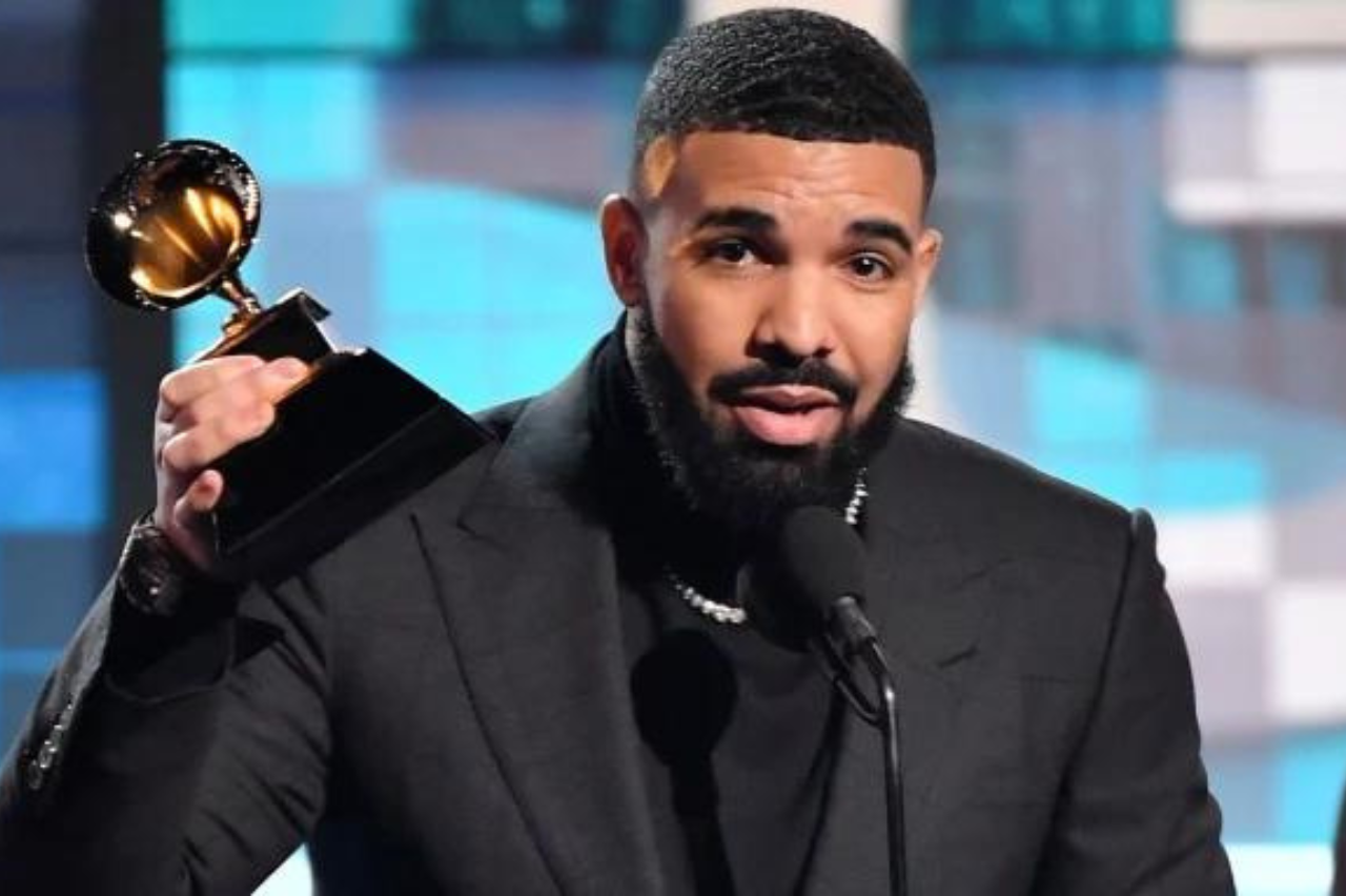 Drake receiving an award at the 2019 Grammys