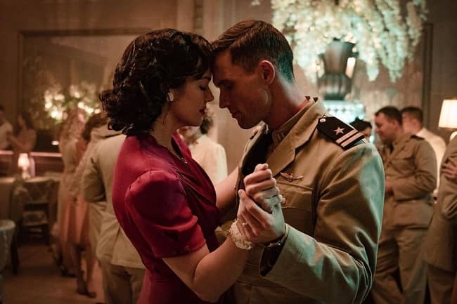 Ed Skrein in a still cut from the movie ‘Midway’ alongside actress Mandy Moore. Source: Instagram