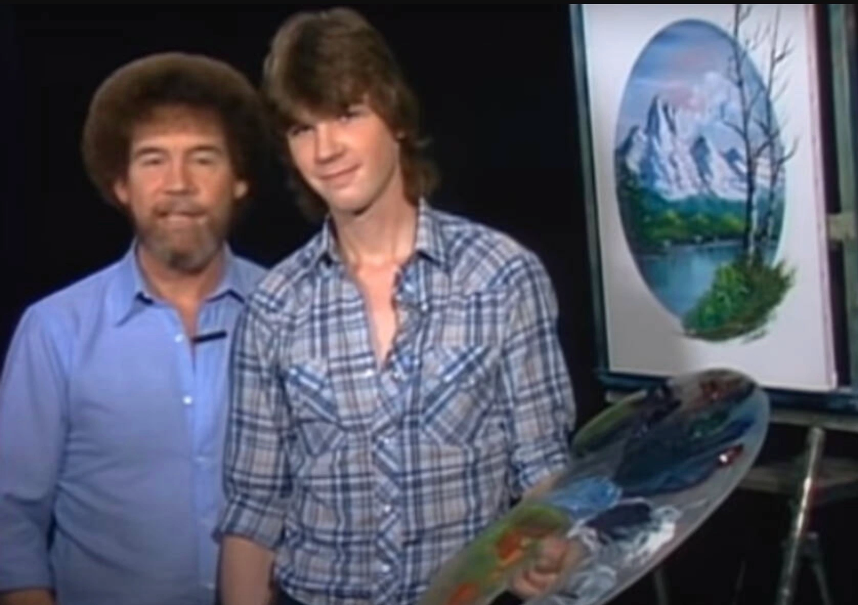 A younger Steve on one of his appearance  on The Joy of Painting with his father Bob Ross