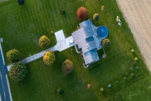 Aerial Photography of Gray House roof