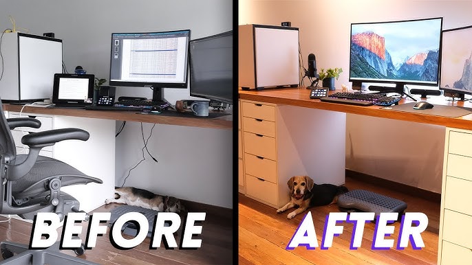 Split comparison of messy cable setup versus clean streaming setup
