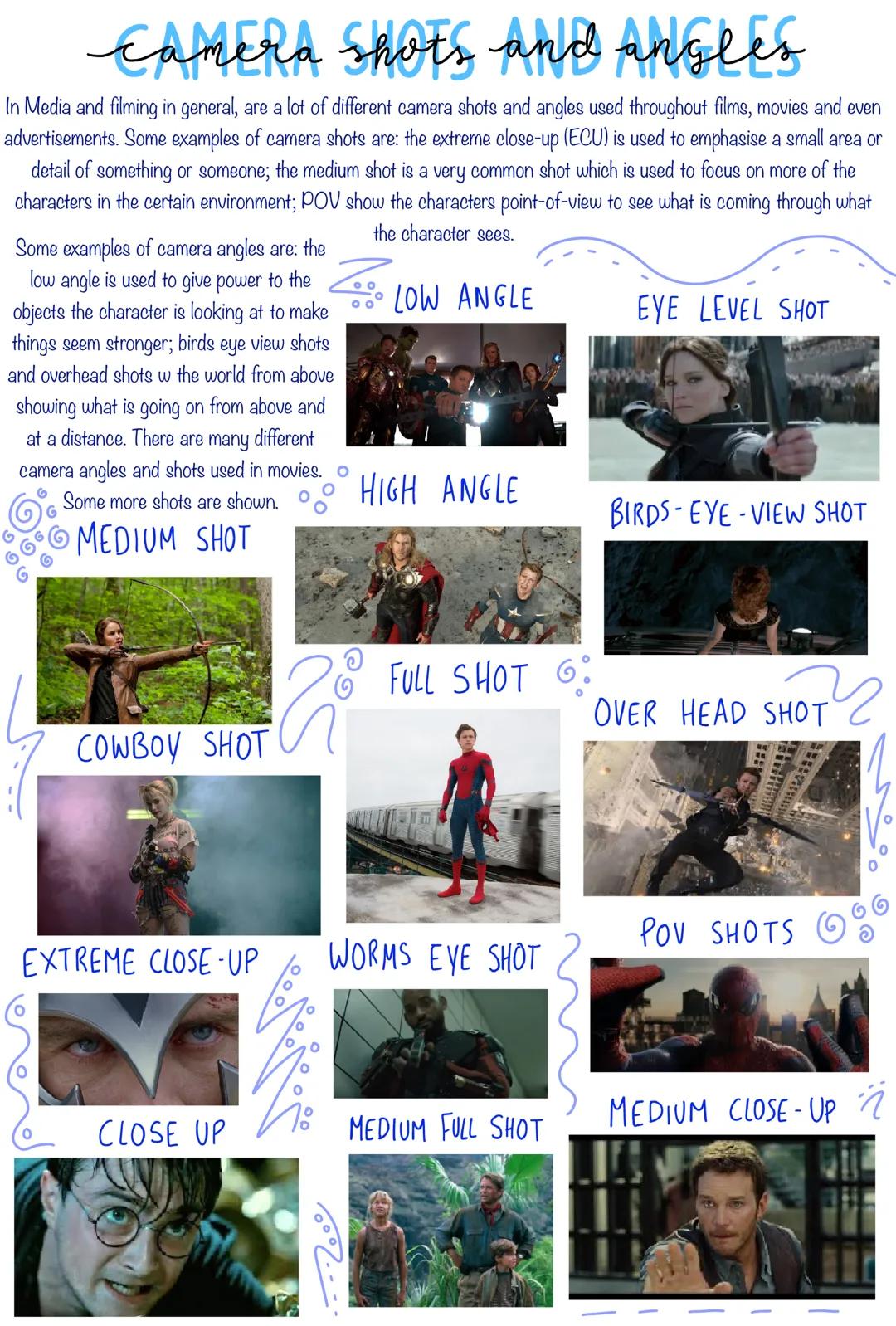 Four-panel display showing different camera angles used in film theory analysis