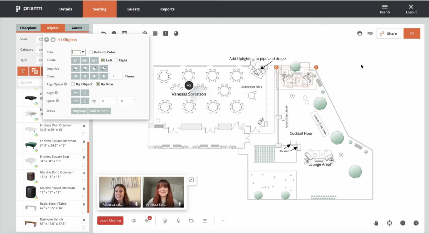 Event planner's organized workspace with floor plans, timelines, and coordination tools