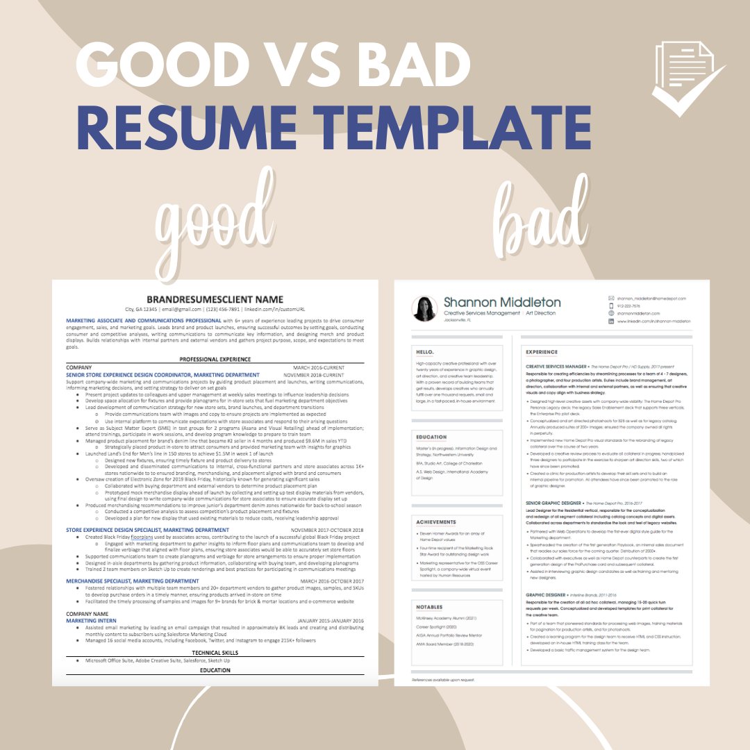 Comparison of poorly formatted versus professionally formatted acting resumes