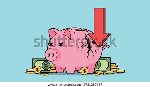 Cable box crossed out contrasted with savings piggy bank