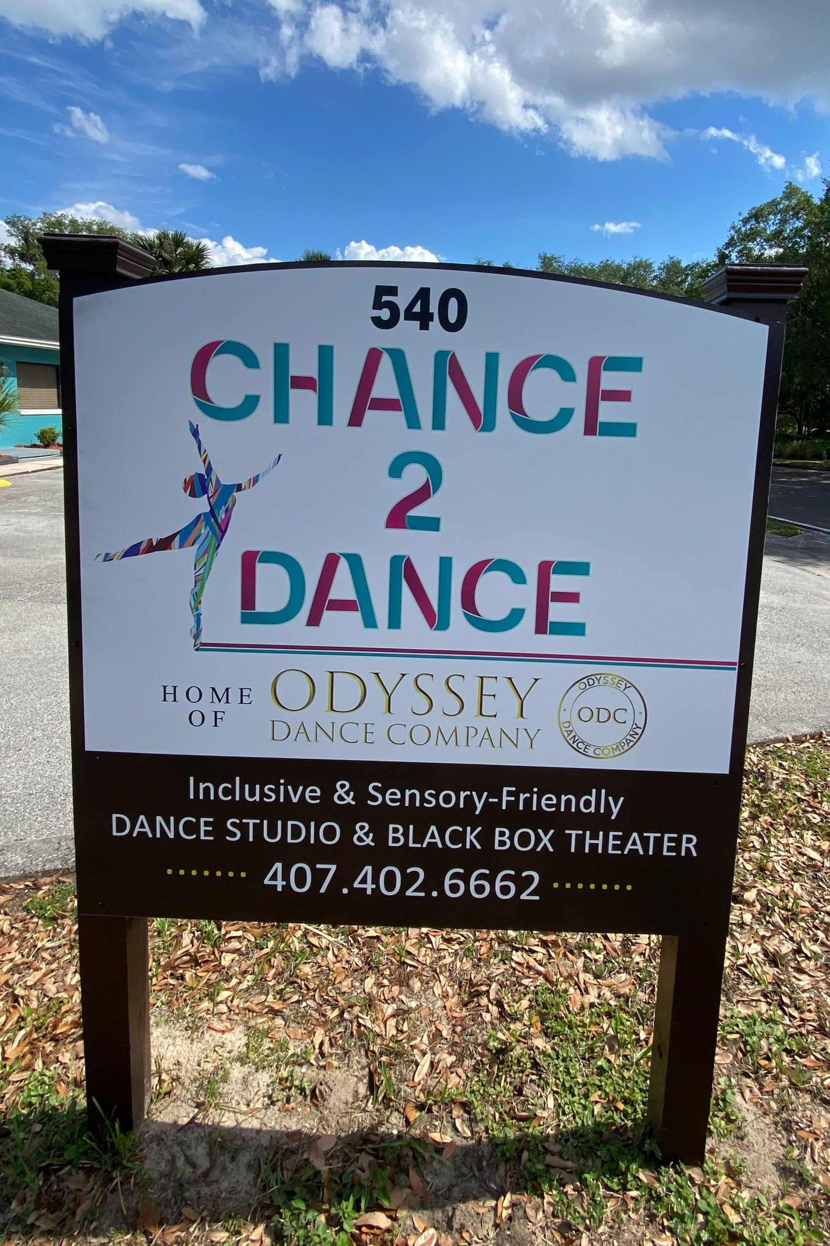 Welcoming dance studio exterior with beginner class sign